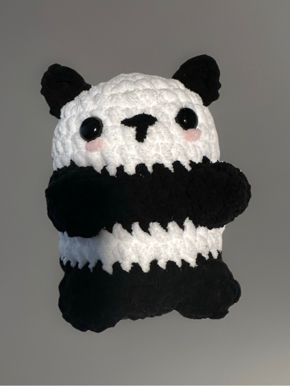 Plush Panda Stuffed Animal - Black & White Cuddly Crochet Toy - Picture 5 of 6